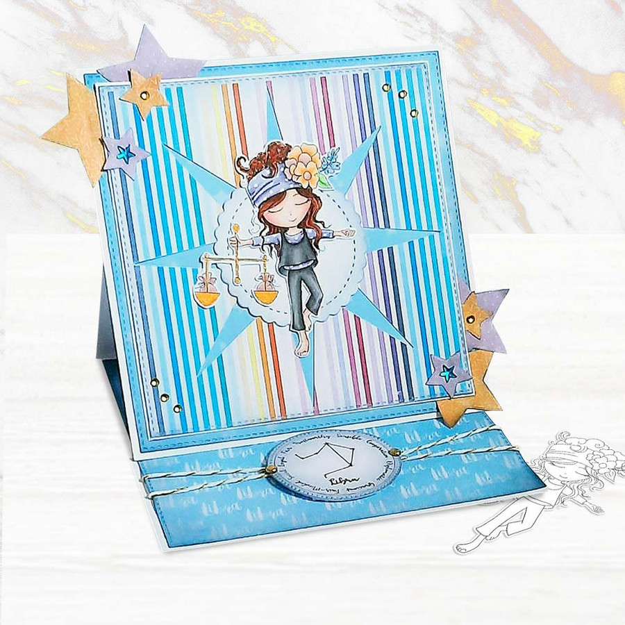 Libra digital stamp - (COLOUR - LIGHT skintone) printable clipart  for cardmaking, craft, scrapbooking & stickers