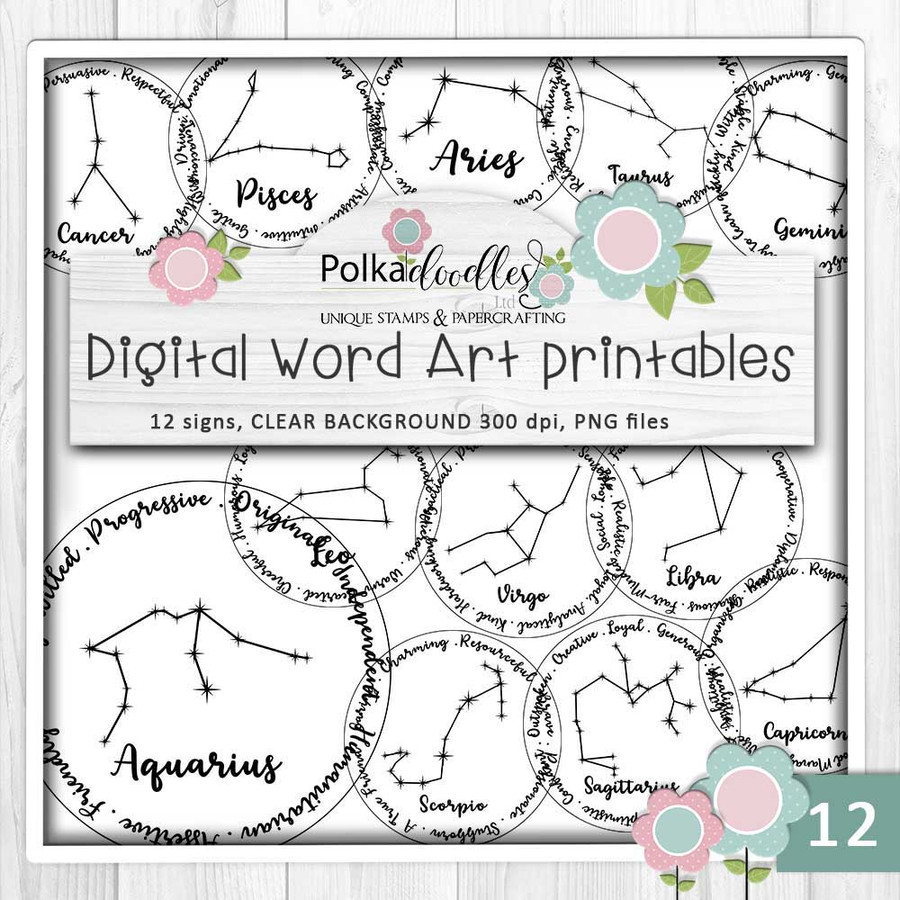 Zodiac/Horoscope/Star Signs - BIG KAHUNA Bundle cardmaking, craft, scrapbooking & sticker printables