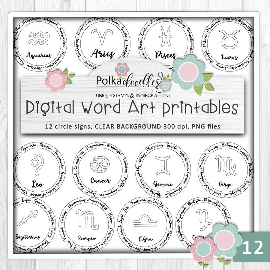 Zodiac/Horoscope/Star Signs - BIG KAHUNA Bundle cardmaking, craft, scrapbooking & sticker printables