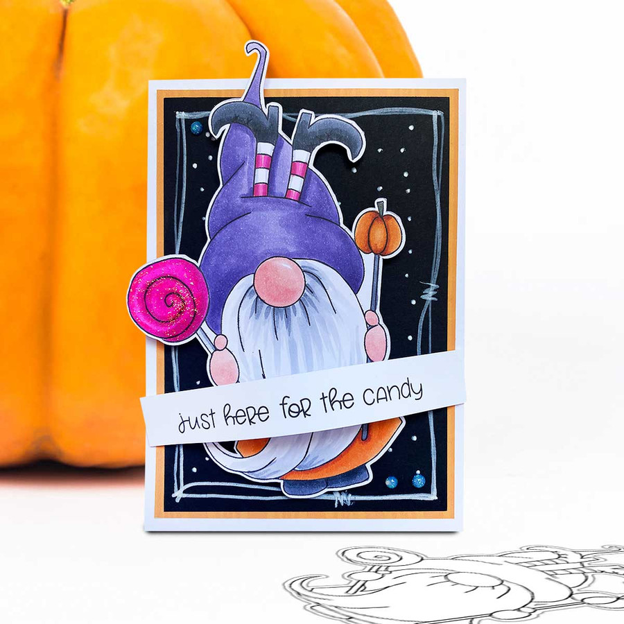Candy Boots Halloween Gnome digital stamp - (COLOUR) printable clipart  for cardmaking, craft, scrapbooking & stickers
