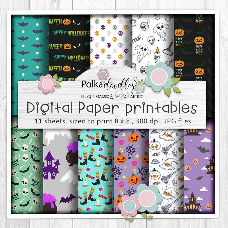 Halloween Trick or Treat printable papers bundle 1- for cardmaking, craft, scrapbooking & stickers