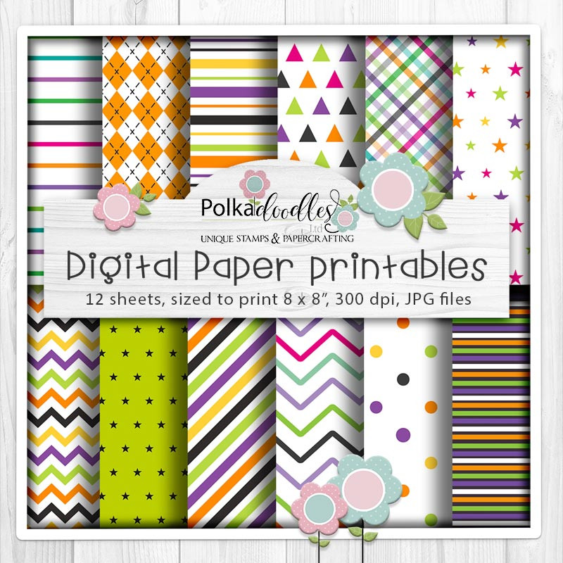 Halloween Trick or Treat printable papers bundle 2 - for cardmaking, craft, scrapbooking & stickers
