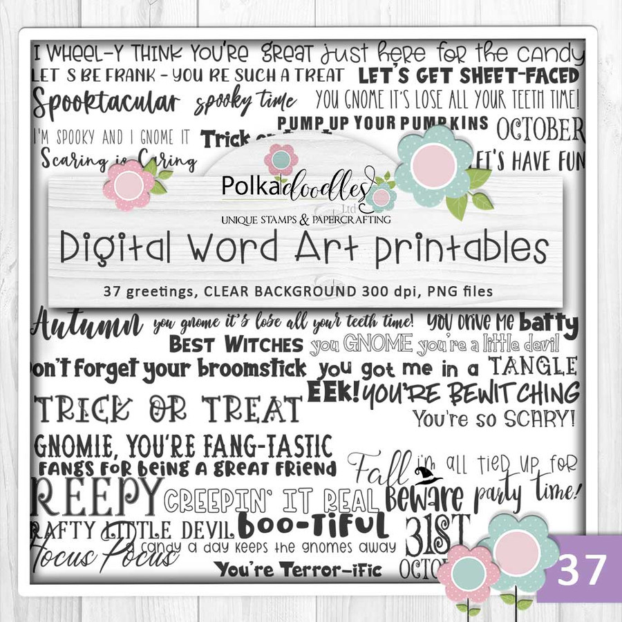 Halloween Trick or Treat printable Greetings - for cardmaking, craft, scrapbooking & stickers