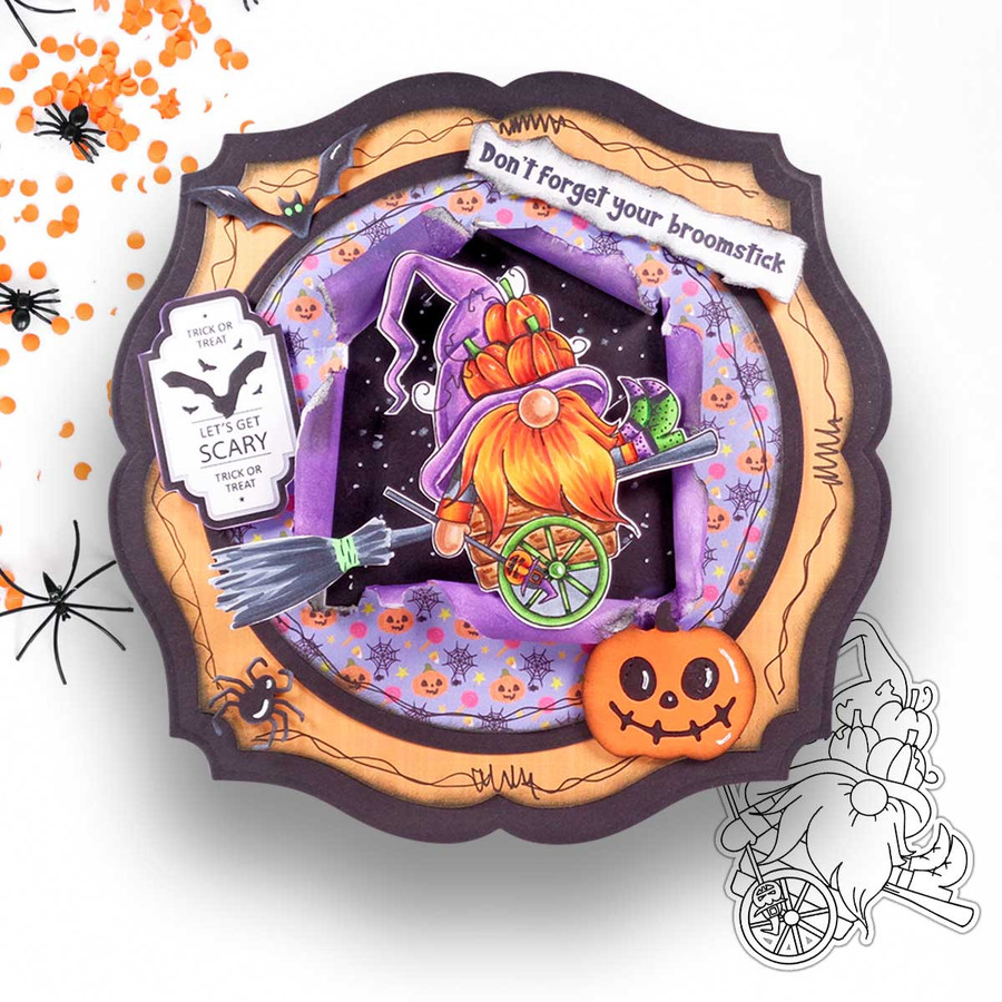 18 Halloween Gnome digital stamps bundle - printable clipart  for cardmaking, craft, scrapbooking & stickers