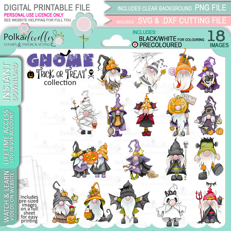 Halloween Gnome Big Kahuna bundle - printable clipart for cardmaking, craft, scrapbooking & stickers