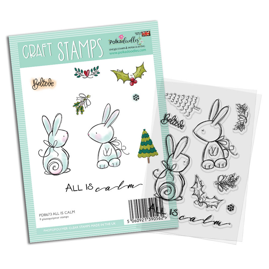 All is Calm Winter Rabbits - Christmas clear photopolymer stamp set