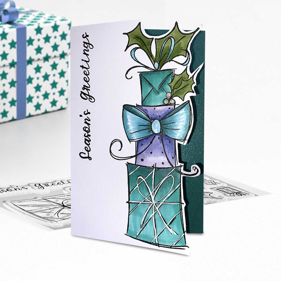 Piles of Presents Stamps 3 x 6" photopolymer stamp set