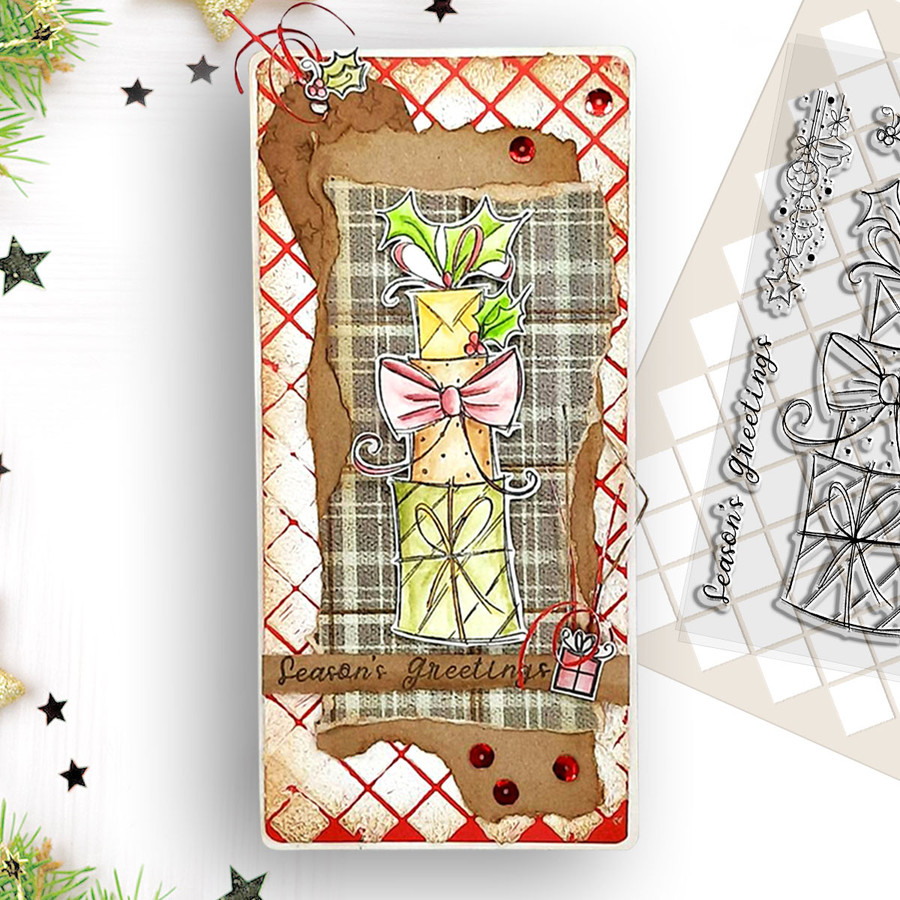 Piles of Presents Stamps 3 x 6" photopolymer stamp set