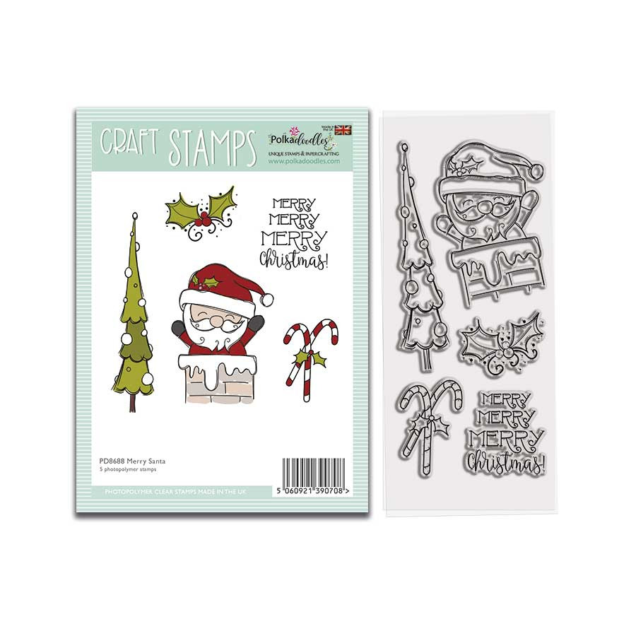 Merry Santa Stamps 3 x 6" photopolymer stamp set