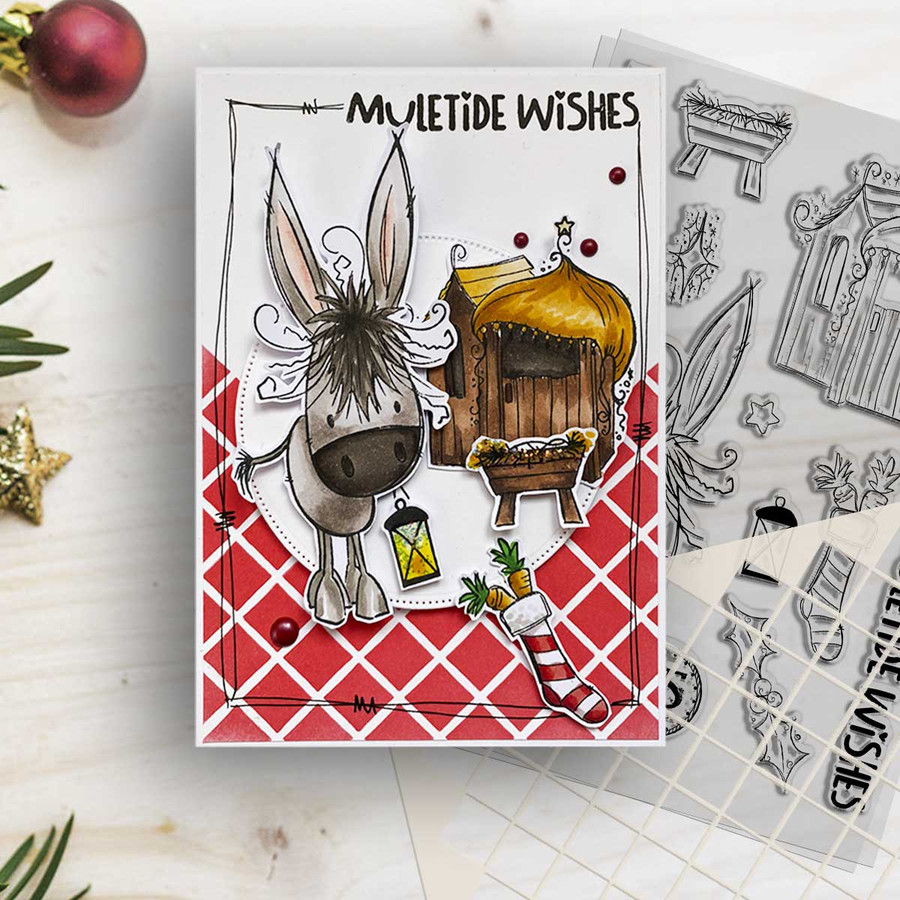 Muletide Wishes Stamps 4 x 6" photopolymer stamp set