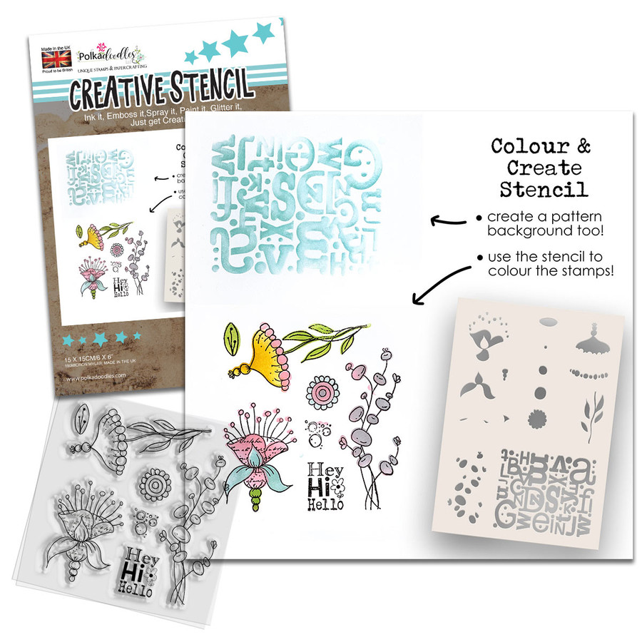 Funky Hello 2 - in 1 Colour & Create Stencil