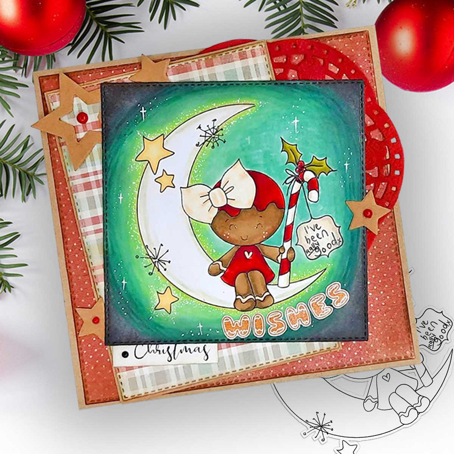 Waiting for Santa - Gingerbread Holly  digital stamp - printable clipart  for cardmaking, craft, scrapbooking & stickers