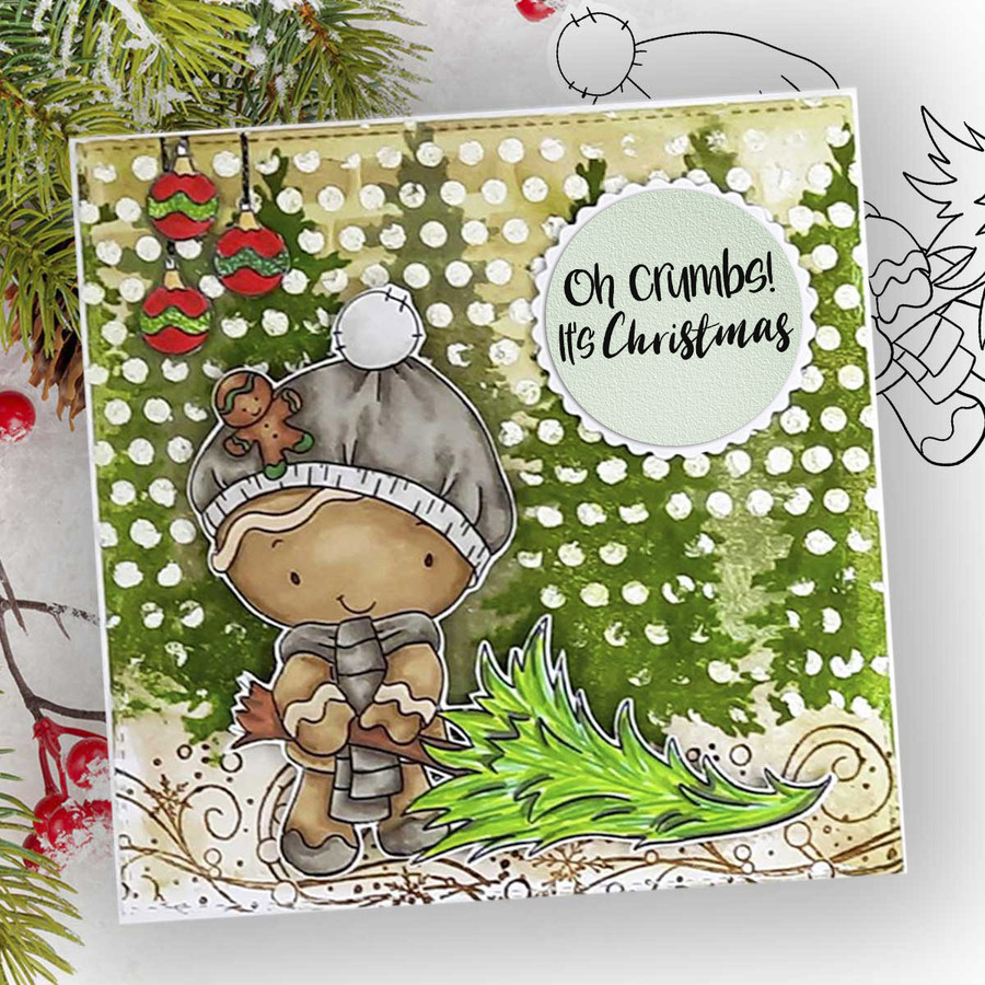 Christmas Tree Shopping - Gingerbread Holly  digital stamp - printable clipart  for cardmaking, craft, scrapbooking & stickers