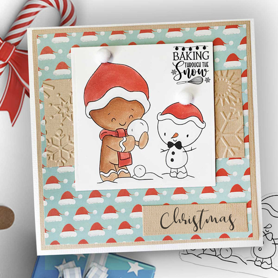 Snowman Fun - Gingerbread Holly digital stamp - (COLOUR) printable clipart  for cardmaking, craft, scrapbooking & stickers