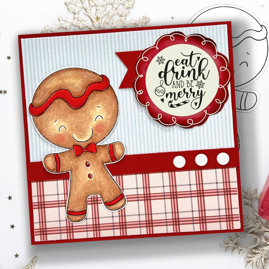 Oh Snap - Gingerbread Holly  digital stamp - printable clipart  for cardmaking, craft, scrapbooking & stickers