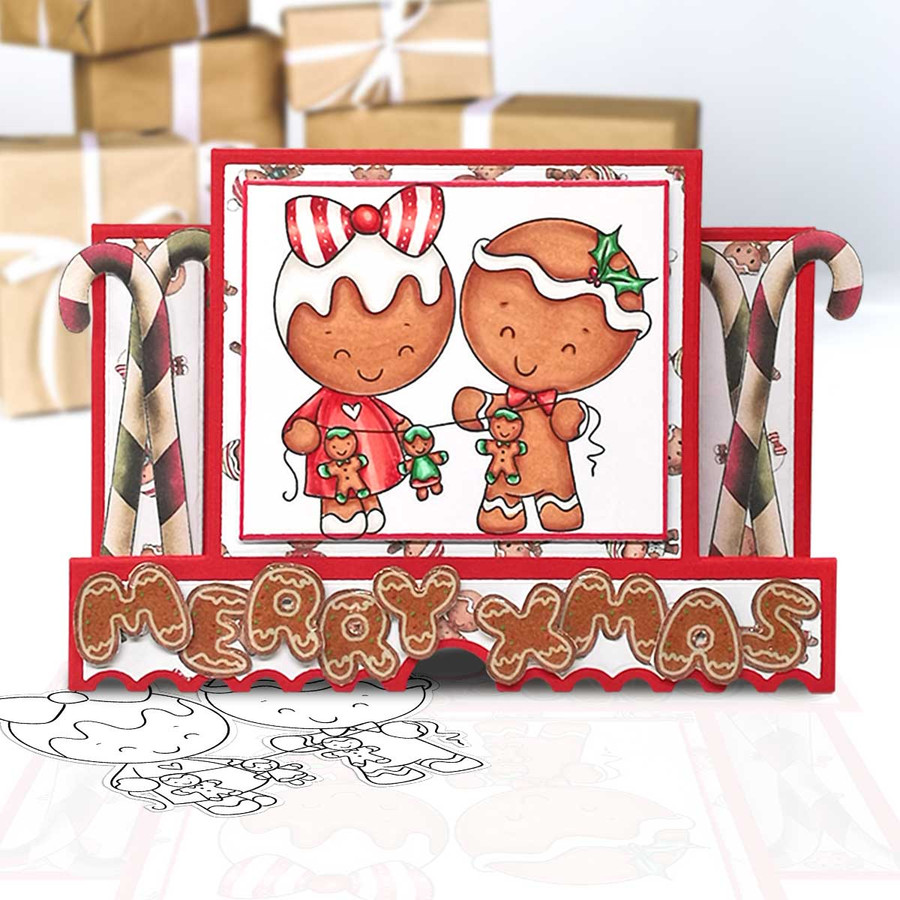 Decorations - Gingerbread Holly  digital stamp - printable clipart  for cardmaking, craft, scrapbooking & stickers