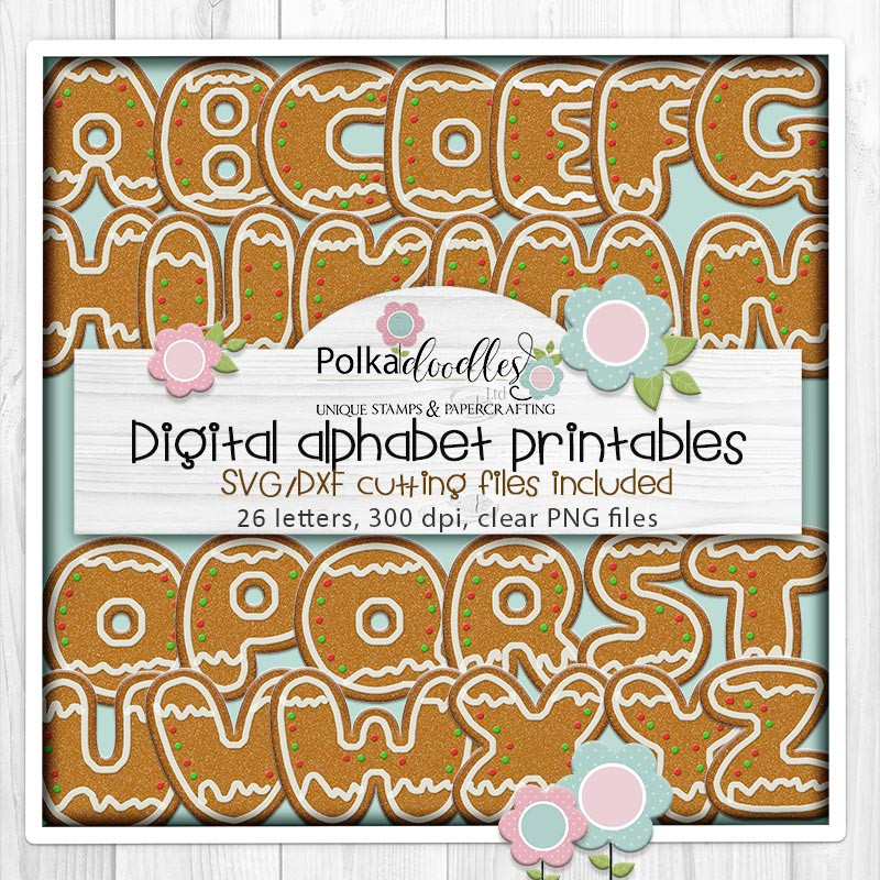 Gingerbread Holly printable Alphabet - for cardmaking, craft, scrapbooking & stickers