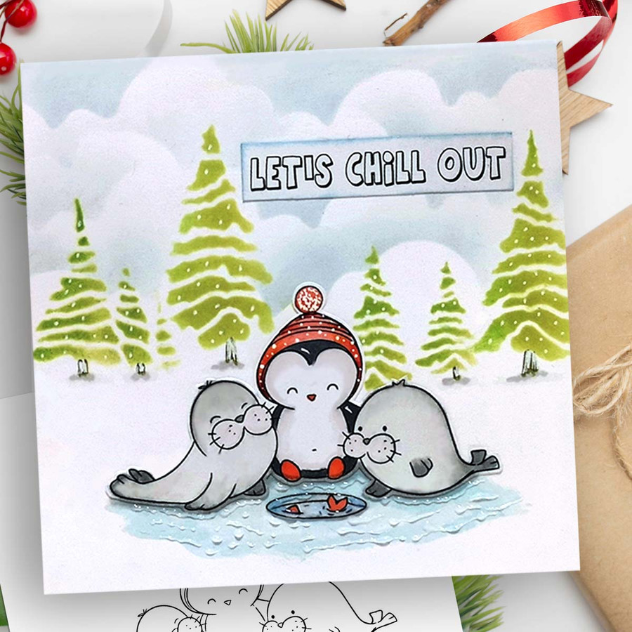 Seal Fun Theo Penguin digital stamp - printable clipart  for cardmaking, craft, scrapbooking & stickers