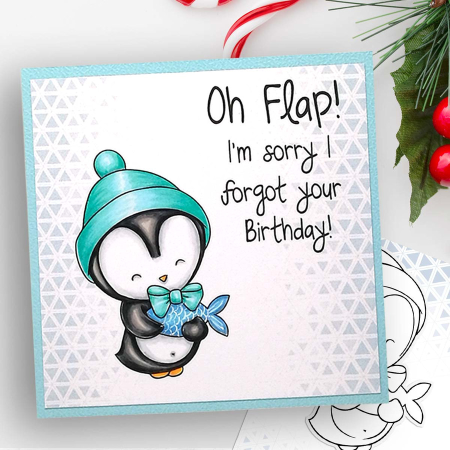 Fishy Present Theo Penguin digital stamp - (COLOUR) printable clipart  for cardmaking, craft, scrapbooking & stickers