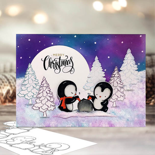 Theo Penguin - BIG BUNDLE 20 digital stamps printable clipart  for cardmaking, craft, scrapbooking & stickers