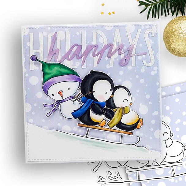 Theo Penguin - BIG KAHUNA bundle of digital stamps, papers, greetings printable clipart  for cardmaking, craft, scrapbooking & stickers