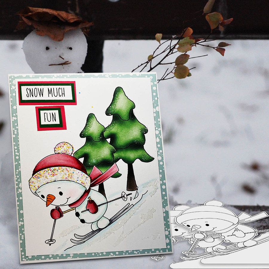 Ski Time Frosty Smiles Snowman - Christmas 3 x 4" clear photopolymer stamp set