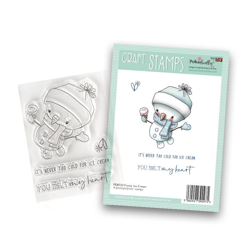Ice Cream Frosty Smiles Snowman - Christmas 3 x 4" clear photopolymer stamp set