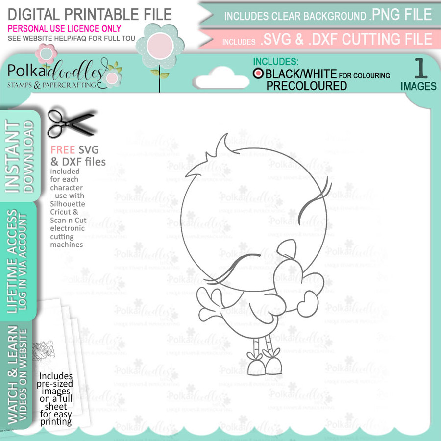 Love Bird Heart - blank Valentine - Wings of Love cute printable craft digital stamp download with free SVG /DXF files