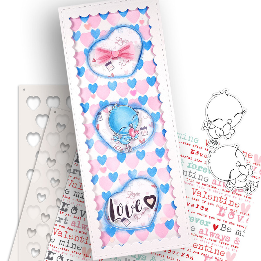 Love Bird Heart - blank Valentine - Wings of Love cute printable craft digital stamp download with free SVG /DXF files