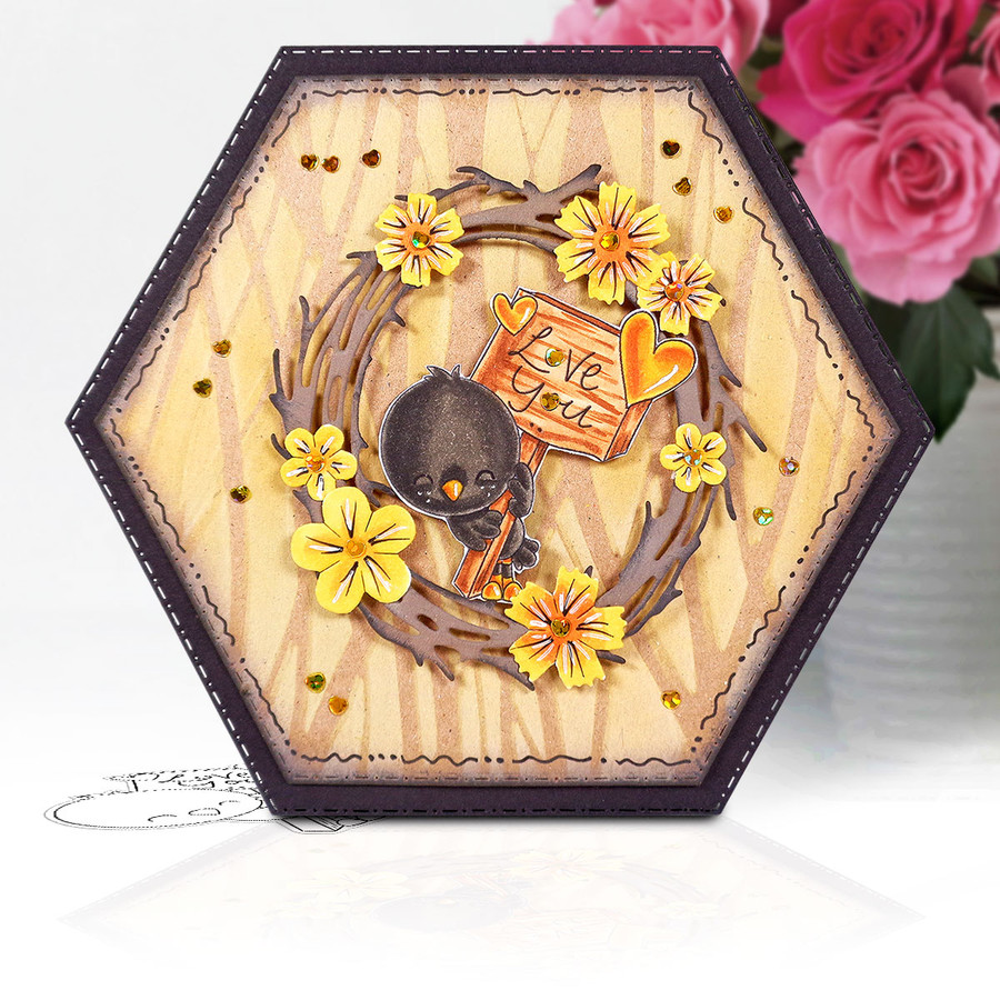 Love Bird Love You Sign (precoloured) Valentine - Wings of Love cute printable craft digital stamp download with free SVG /DXF files