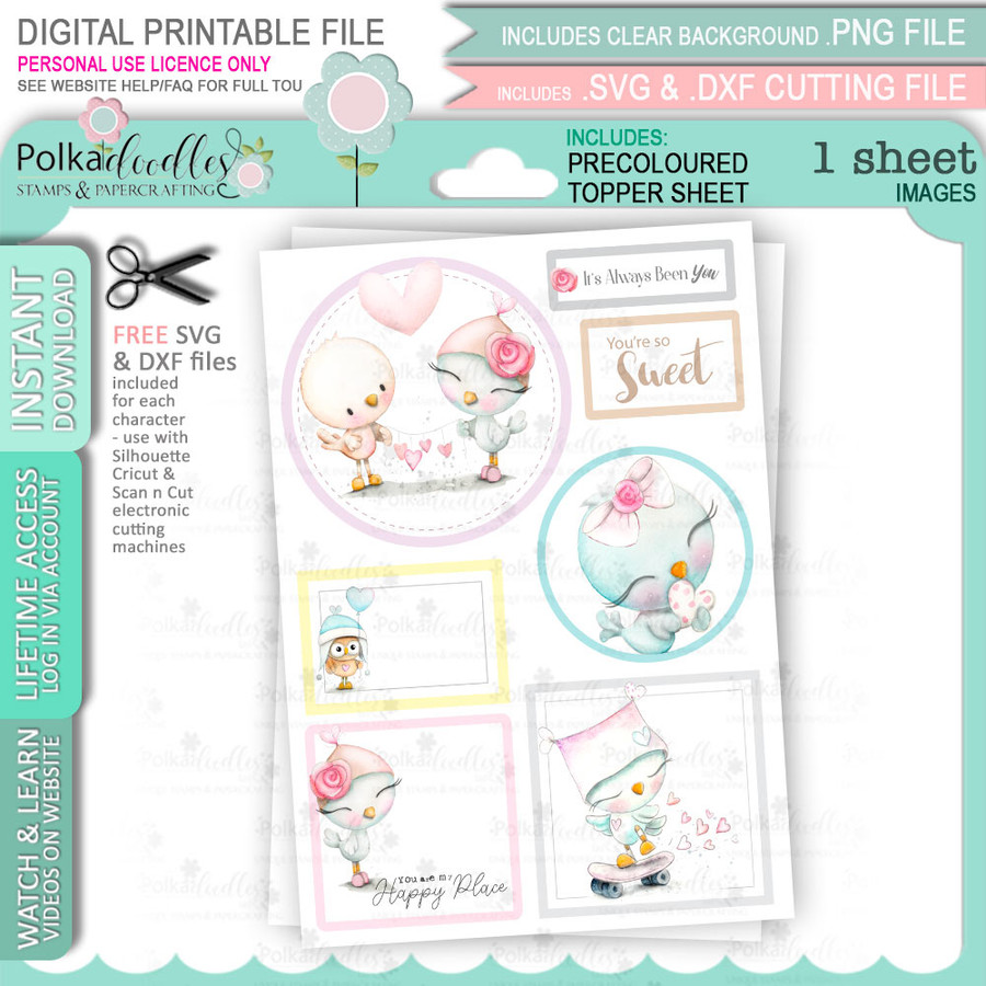 USB - Love Birds Wings of Love Big Kahuna cute printable craft bundle