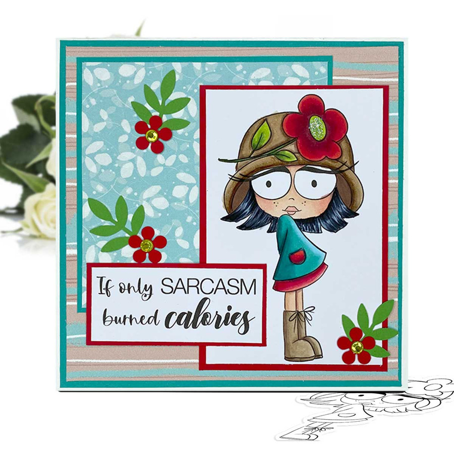 Rebel Rebel  girl -  cute printable craft digital stamp craft download