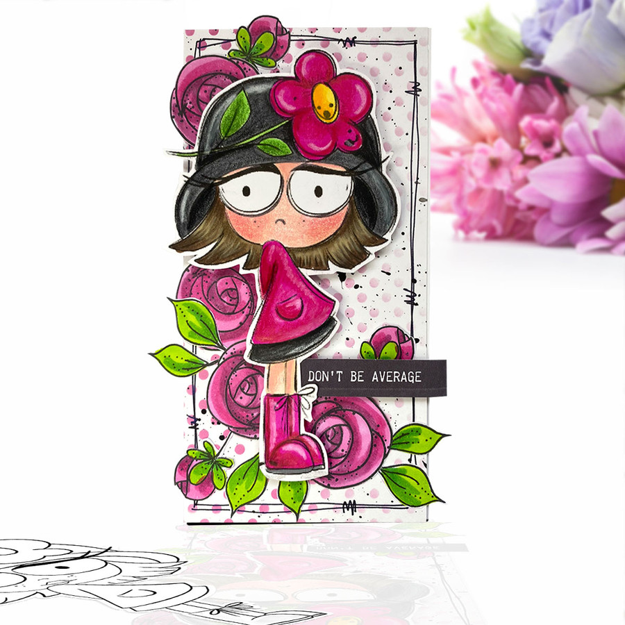 Rebel Rebel  girl -  cute printable craft digital stamp craft download
