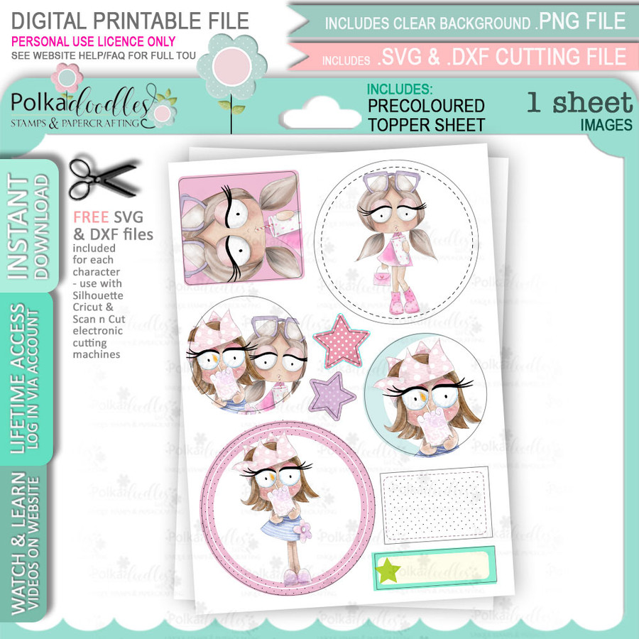 Rebel Topper sheet 2 -  cute printable craft digital stamp craft download