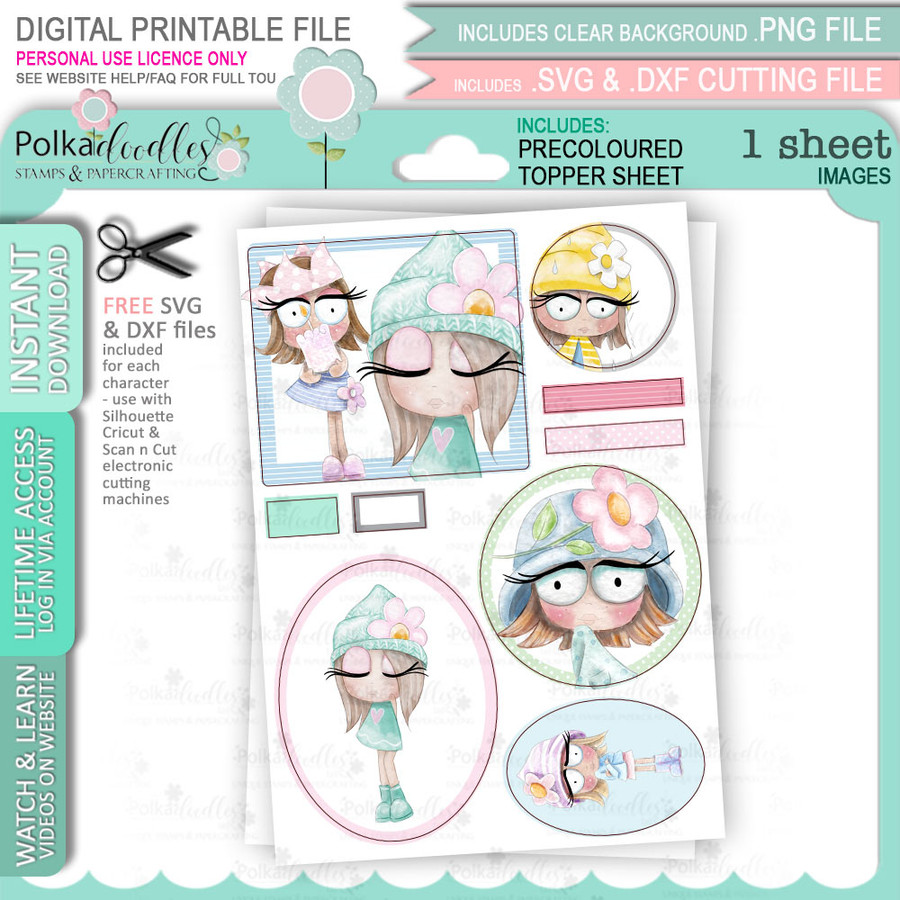 Rebel Topper sheet 5 -  cute printable craft digital stamp craft download