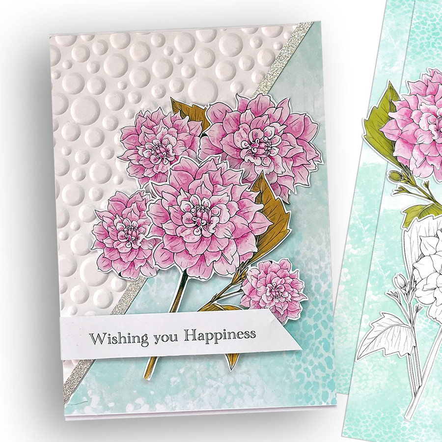 Dahlia Flower 2 -  printable craft digital stamp download, SVG, papers, greeting