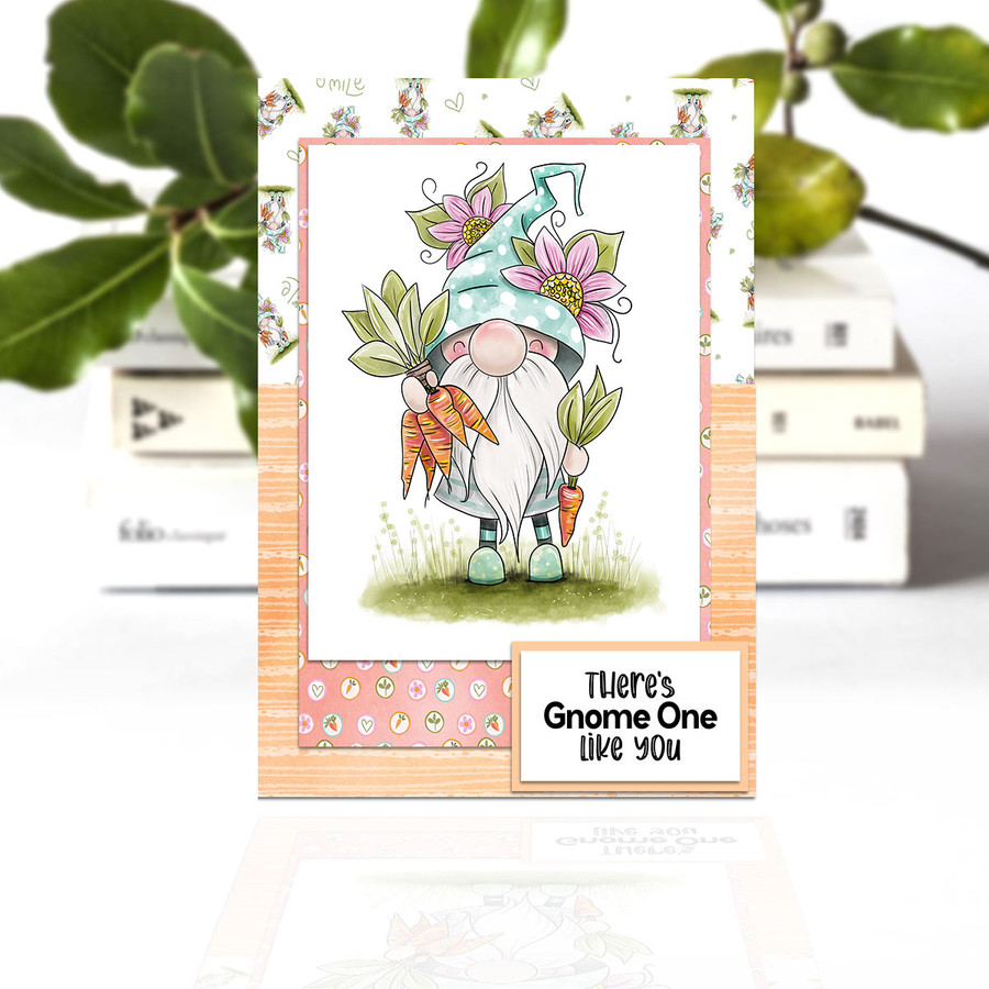 Gnome holding carrots gardening -  printable craft digital stamp download, SVG, papers, greeting
