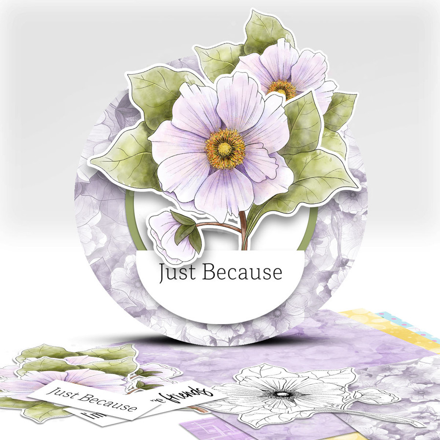 DLPD9189 Watercolour Flower Stem -  printable craft digital stamp download, SVG, papers, greeting