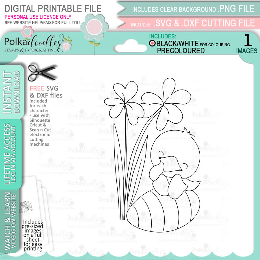 Cheeky Chick Spring into Easter cute printable craft digital stamp download