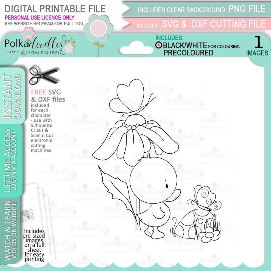Spring into Easter cute printable craft digital stamp bundle