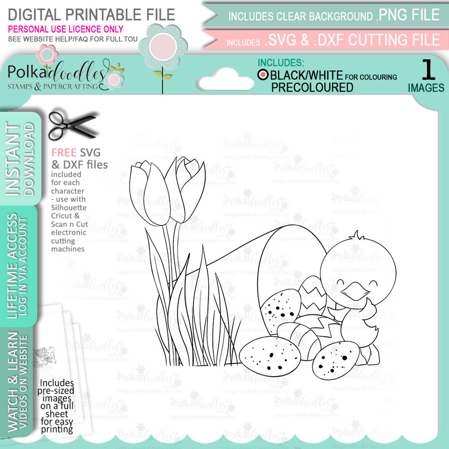 Spring into Easter cute printable craft digital stamp bundle