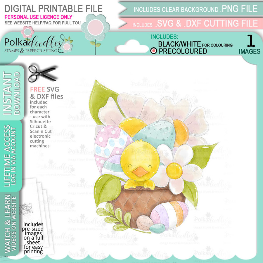 Spring into Easter cute printable craft digital stamp bundle