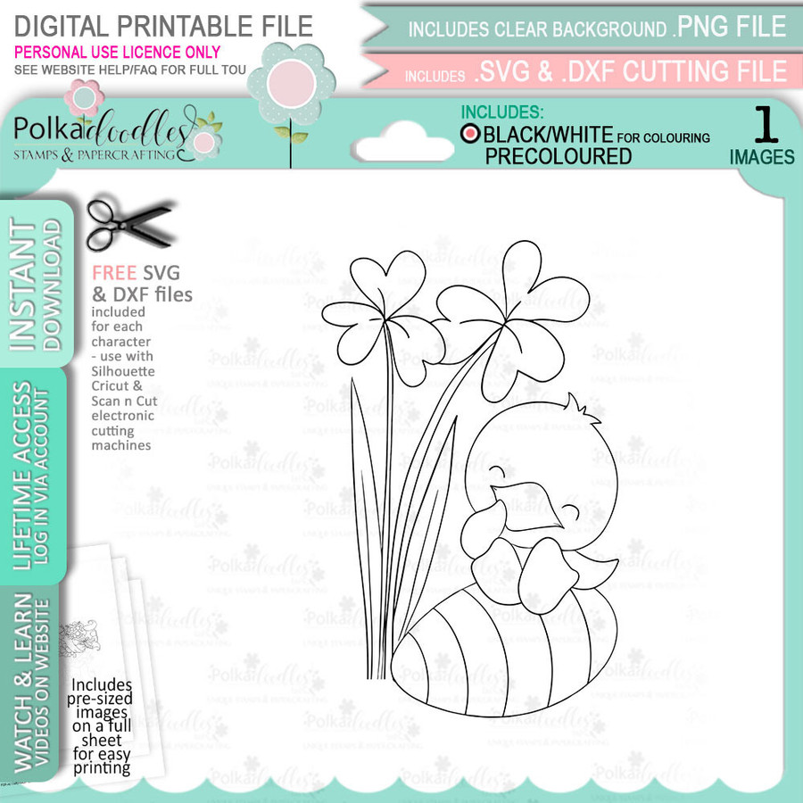 Spring into Easter cute printable craft digital stamp bundle