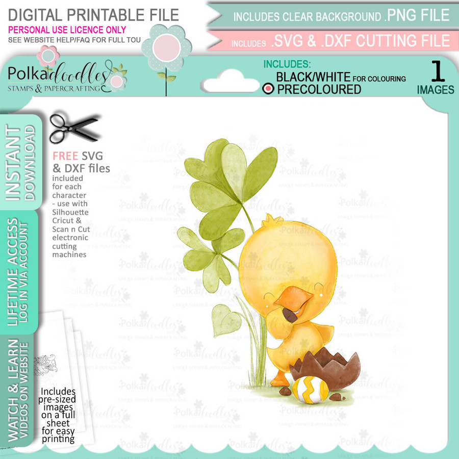 Spring into Easter cute printable craft digital stamp bundle
