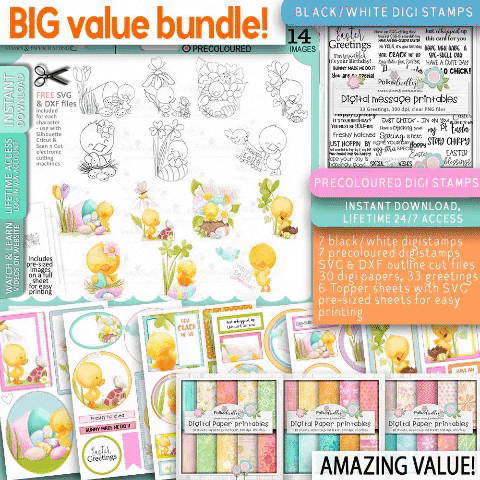 Spring into Easter BIG KAHUNA cute printable craft digital stamp USB