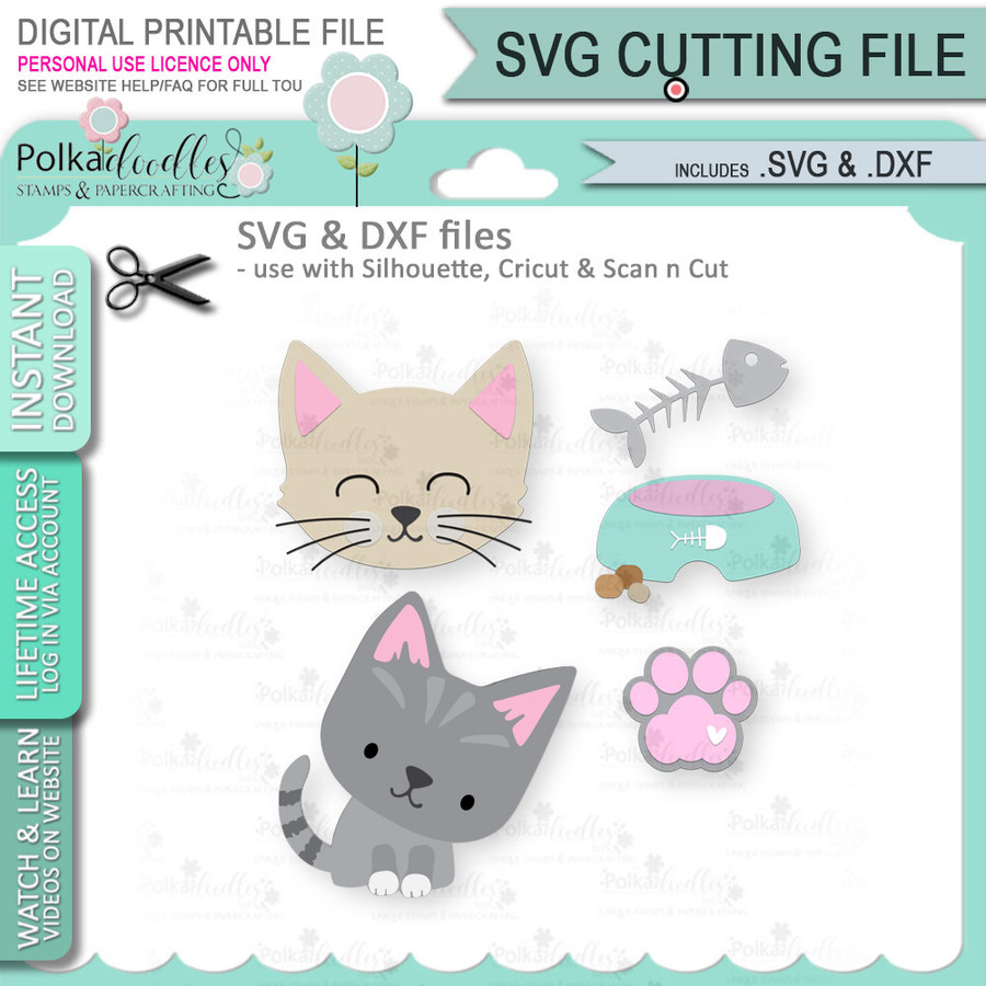 Cute Cat SVG digital cutting file for Cricut, Silhouette, Brother ScanNCut