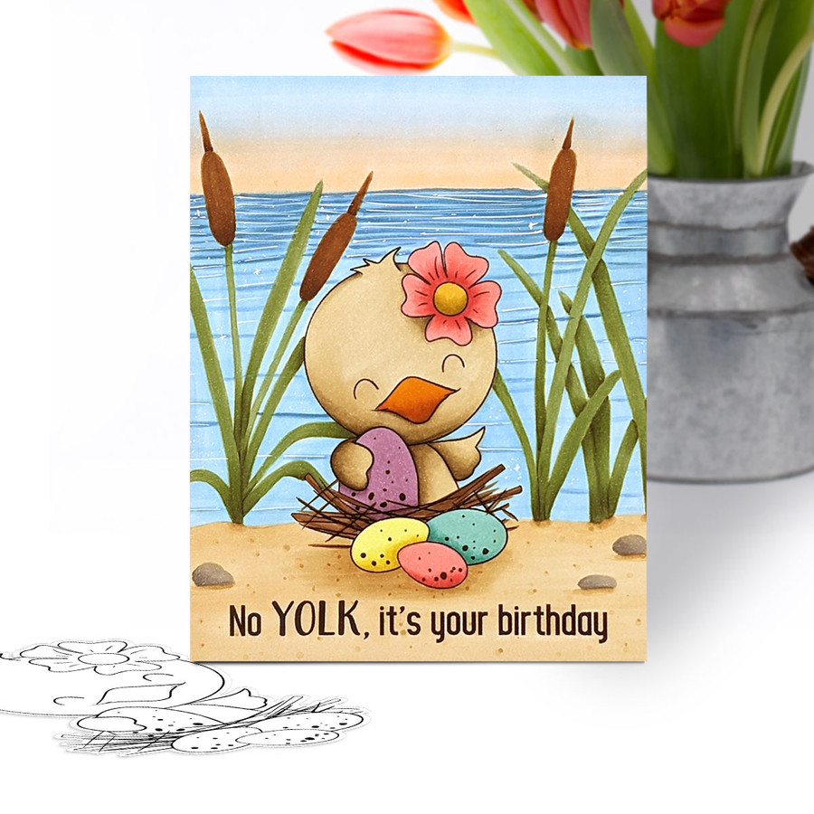 River and reeds Scene background for colouring - printable craft digital stamp download
