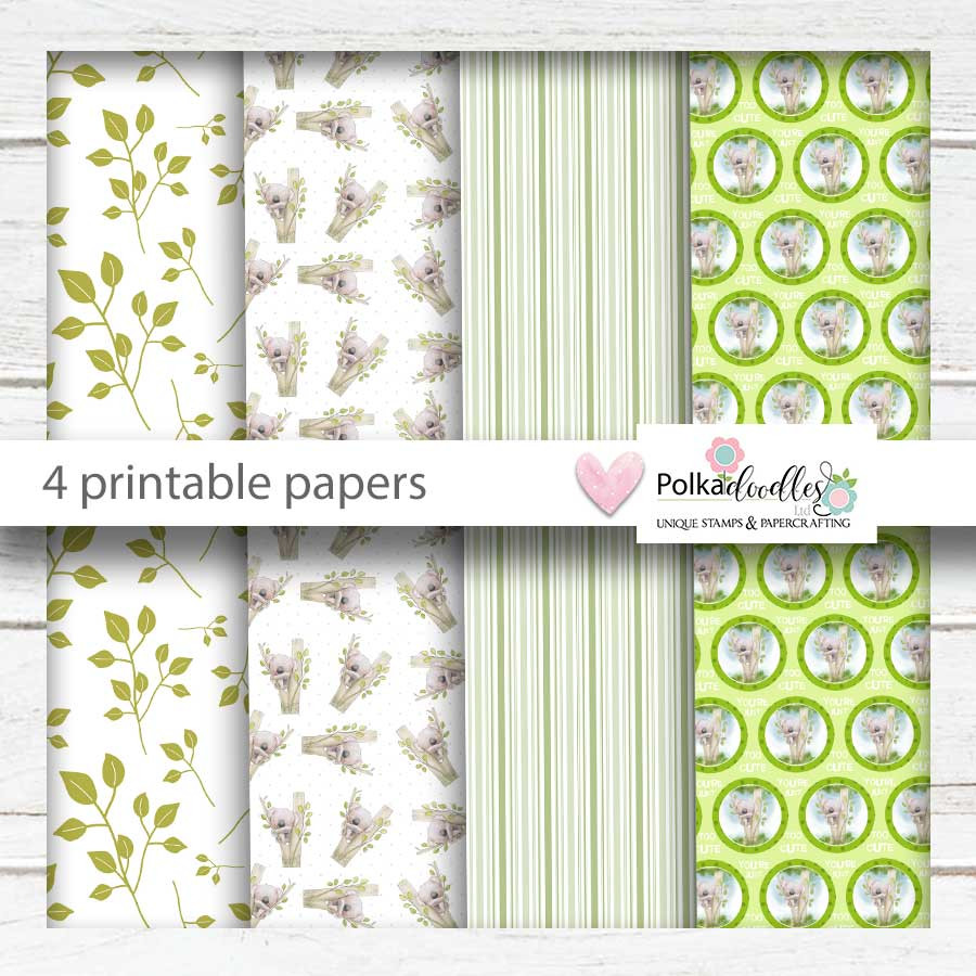 Cute Koala -  printable craft digital stamp download, SVG, papers, greeting