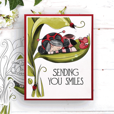 USB collection Lily Ladybug Ladybird Cute printables with SVG outlines for card making and crafting.