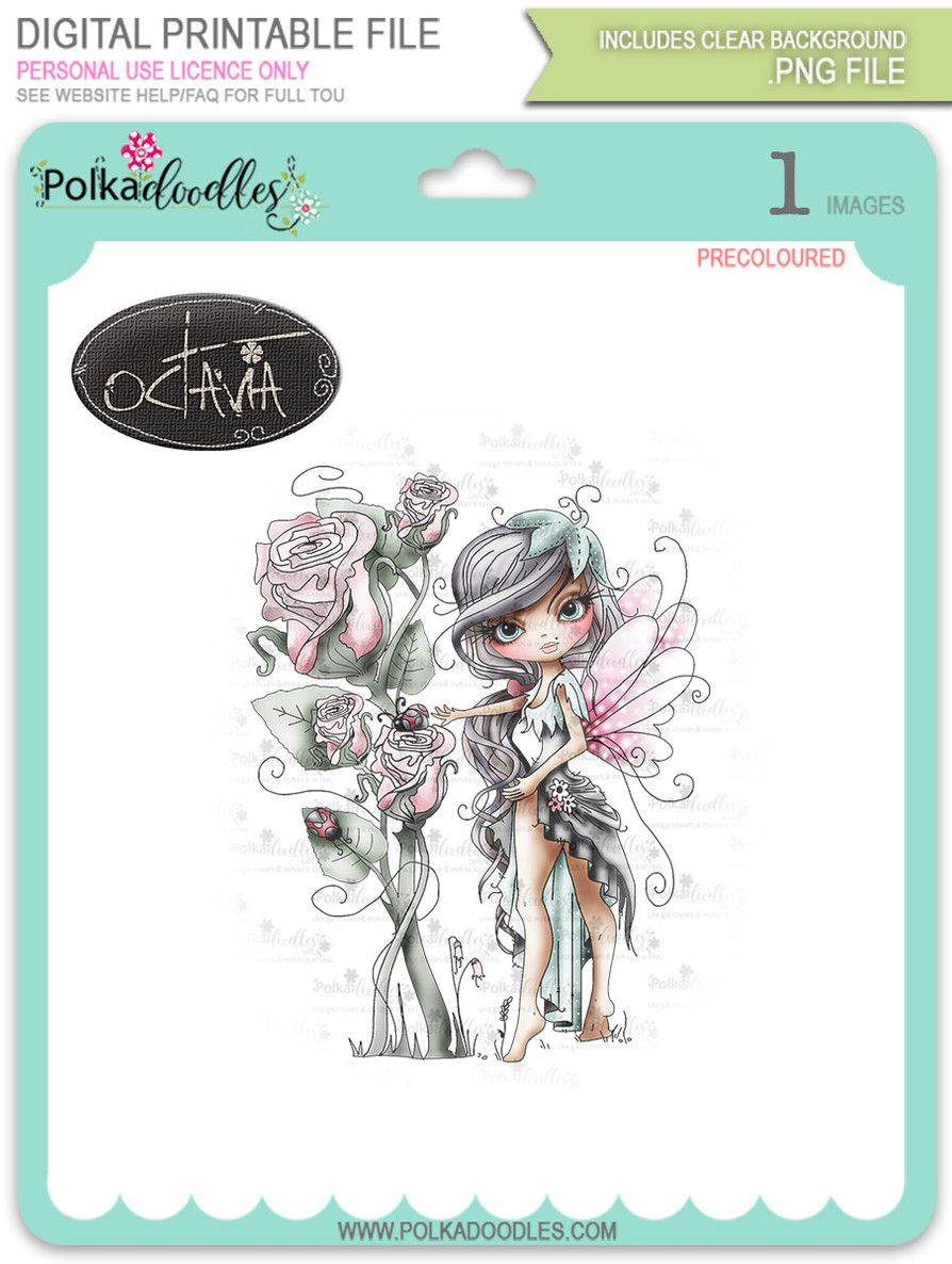 Octavia Moonfly Rose Garden Digital Stamp Craft Download